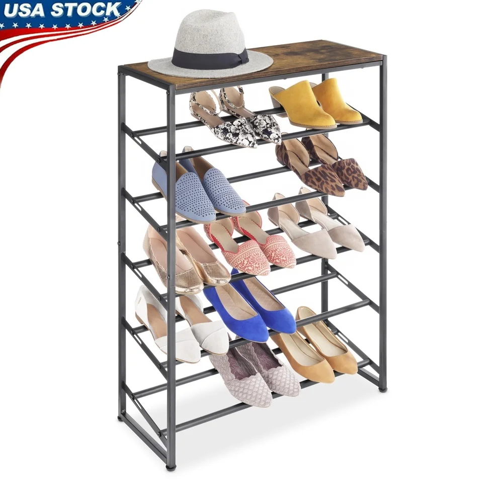 

Modern Industrial 5-Tier Adjustable Shoe Rack Storage Organizer Up to 15 Pairs Easy Assembly Durable Design Easy to Clean