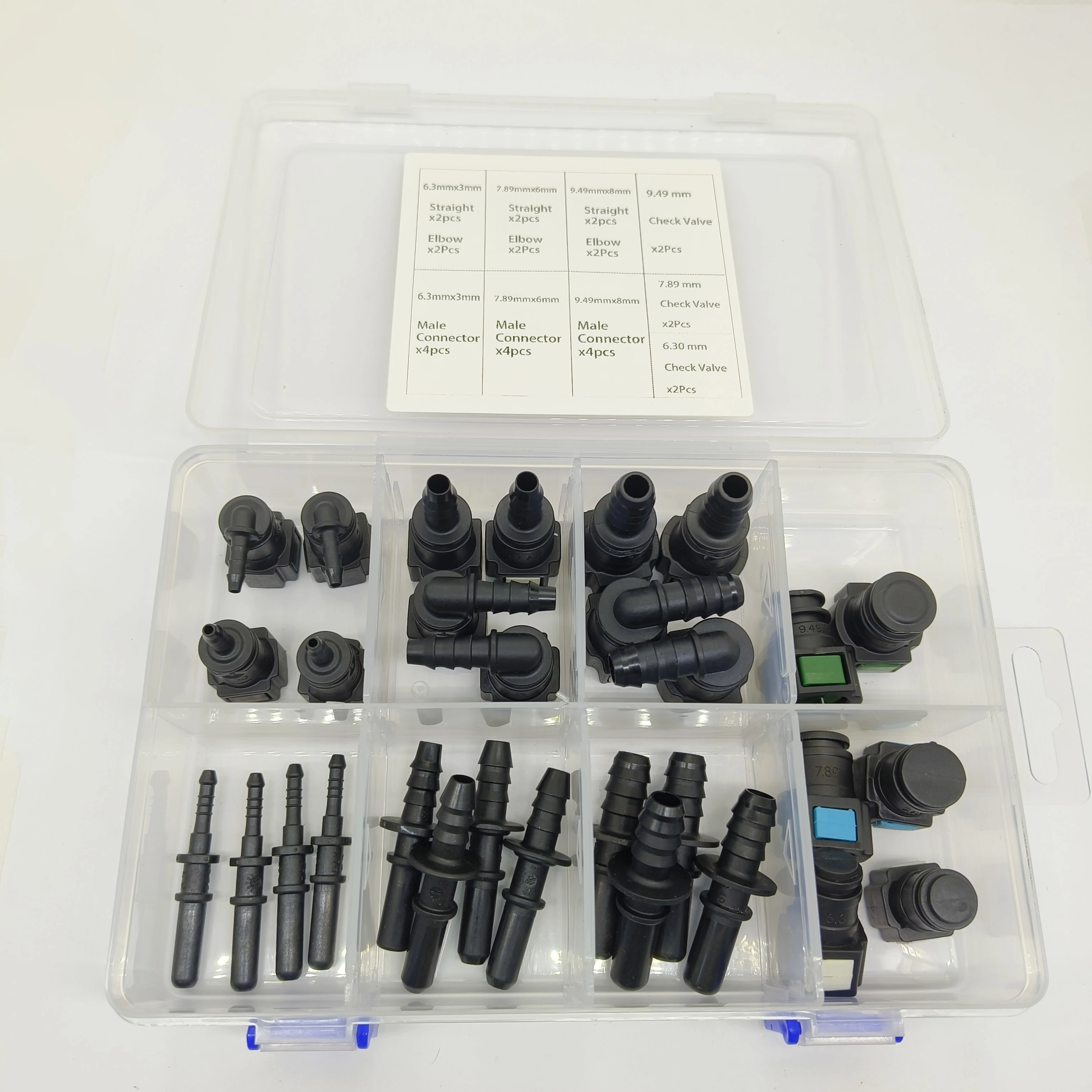 30pcs/Lot Box Package 6.3ID3/7.89ID6/9.49ID8 & Check Valve Set Fuel Line Hose Quick Release Connector