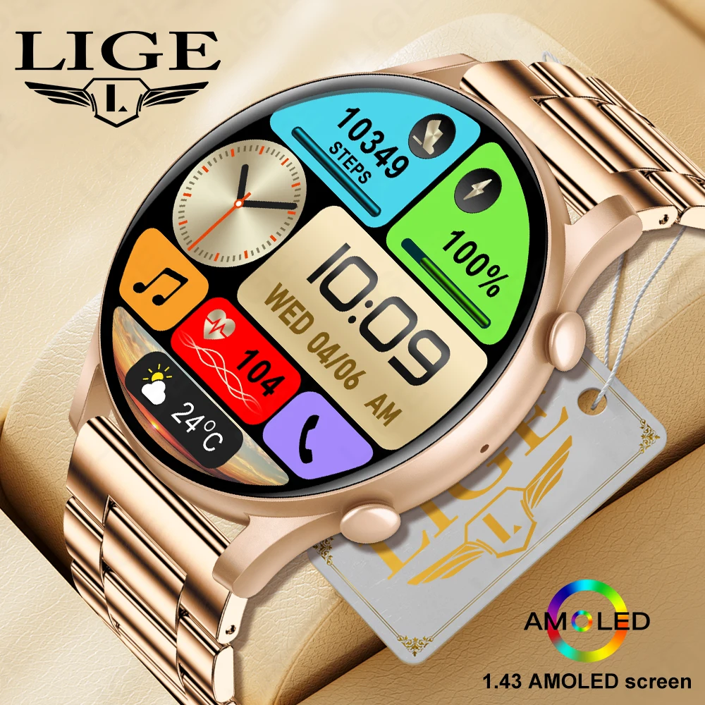 

LIGE 2024 New Designs Ladies Smartwatch 466*466 Resolution Ratio HD Screen Bluetooth Call Smart Watch Women Wristwatch Bracelet