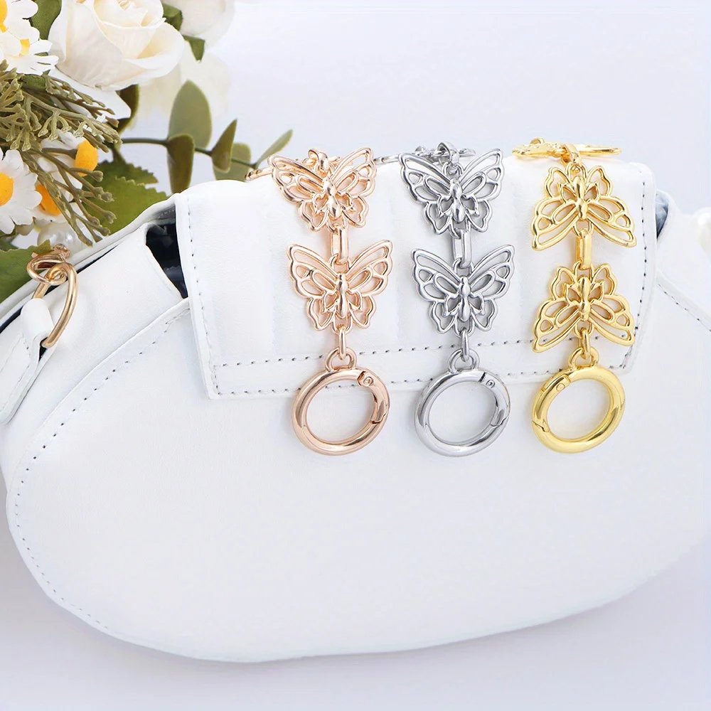 1pc Butterfly Purse Extender Chain Women\'s Crossbody Bag Chain Strap Handbag Shoulder Strap Chain DIY Metal Chain Extender