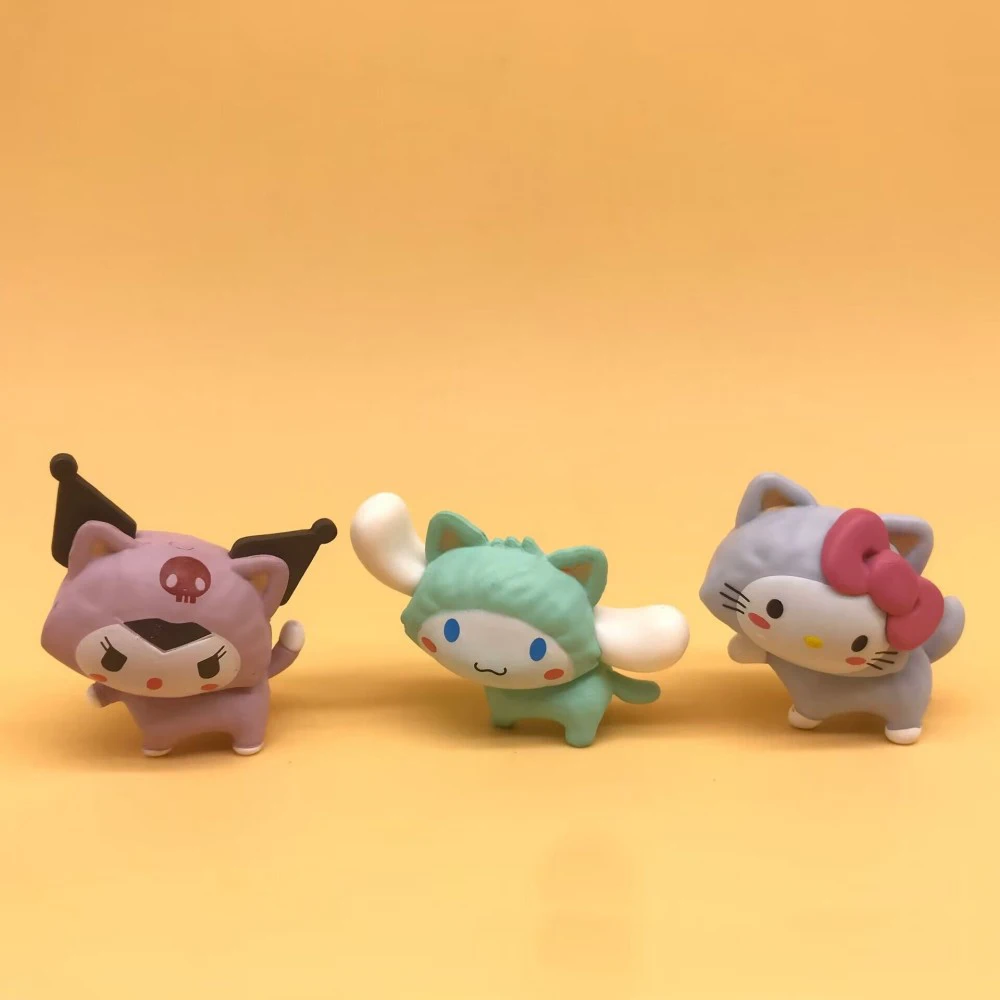 산리오 캣 시리즈 랜덤 백 귀여운 쿠로미 시나모롤 애니메이션 피규어 마이멜로디 피규어 인형 랜덤 백 장난감 팬 선물 피규어