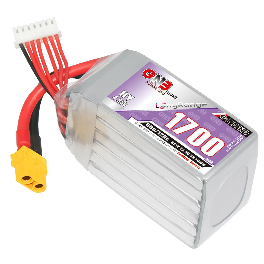 2Pcs GNB 6S 22.8V 1700mAh 60C/120C Lipo Battery for RC FPV Quadcopter Drone Aircraft Helicopter Parts 22.8V Rechargeable Battery