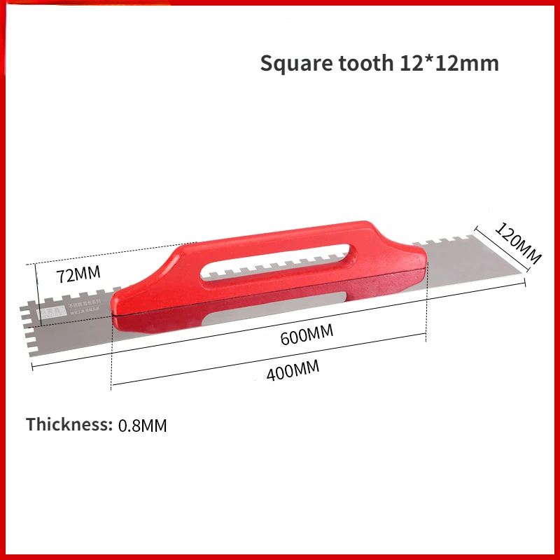 Serrated Trowel Bricklayer Mason Tool Plastering Trowel Stainless Steel Square Notch Tile Trowel Tile Tool Spatula Decoration