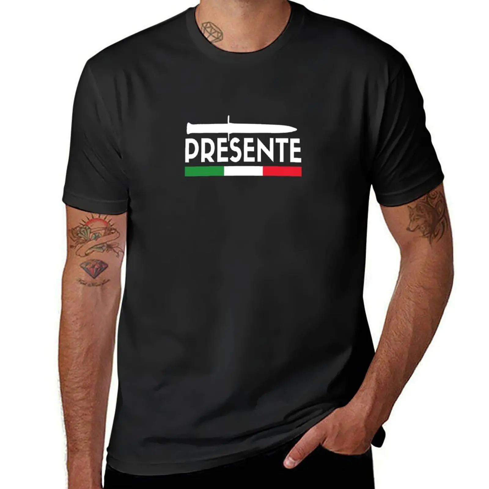 PRESENTE (arditi tribute) black version T-Shirt anime vintage clothes Short sleeve tee cute clothes mens t shirts