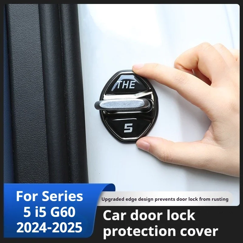 

Car Door Lock Cover Protector For BMW 5 Series G60 i5 2024-2025 Stainless Steel Protection Cover Sticker Styling Accessories