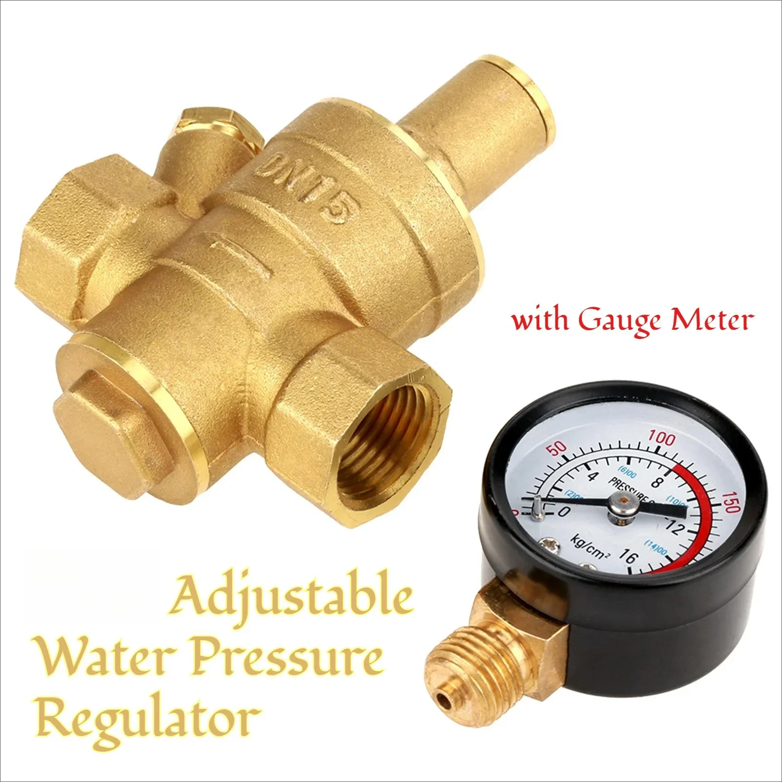 

DN15/DN20 Adjustable Water Pressure Regulator Reducer with Gauge Meter 0.05-0.8Mpa Thickened for Heater Water Purifier Equipment
