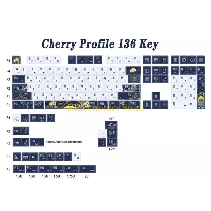 B03C 136 Keys Keycap Mechanical Keyboard Keycaps PBT Cherry Profile Key Caps For dz60/RK61/64/61/68/84/87/96/980/104/108
