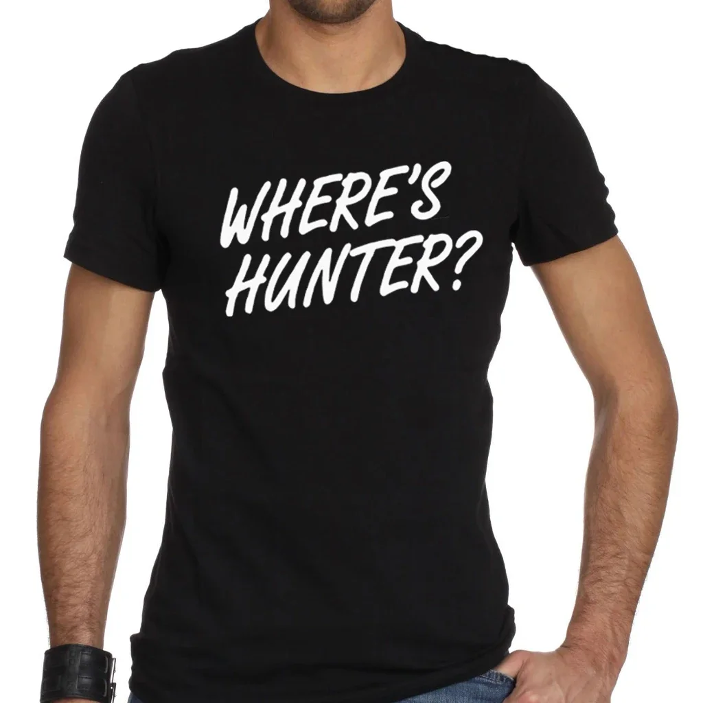 Where’s Hunter? Funny Biden Phrase T-Shirt. Premium Cotton Short Sleeve O-Neck Mens T Shirt New S-3XL