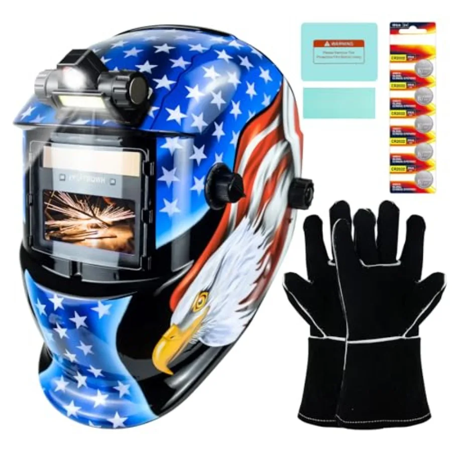 

Welding Helmet Auto Darkening Welding Hood with Light True Color 1/1/1/2 Top Optical Clarity Wide Shade 9-13 Welder Helmet Weld