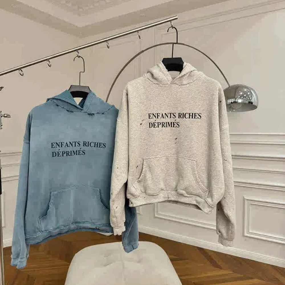 2024aw ERD Slogan Washed Dual Color Essentials Sweatshirts Vintage for Men's Clothing Sweatshirt Y2k Essentials Hoodie