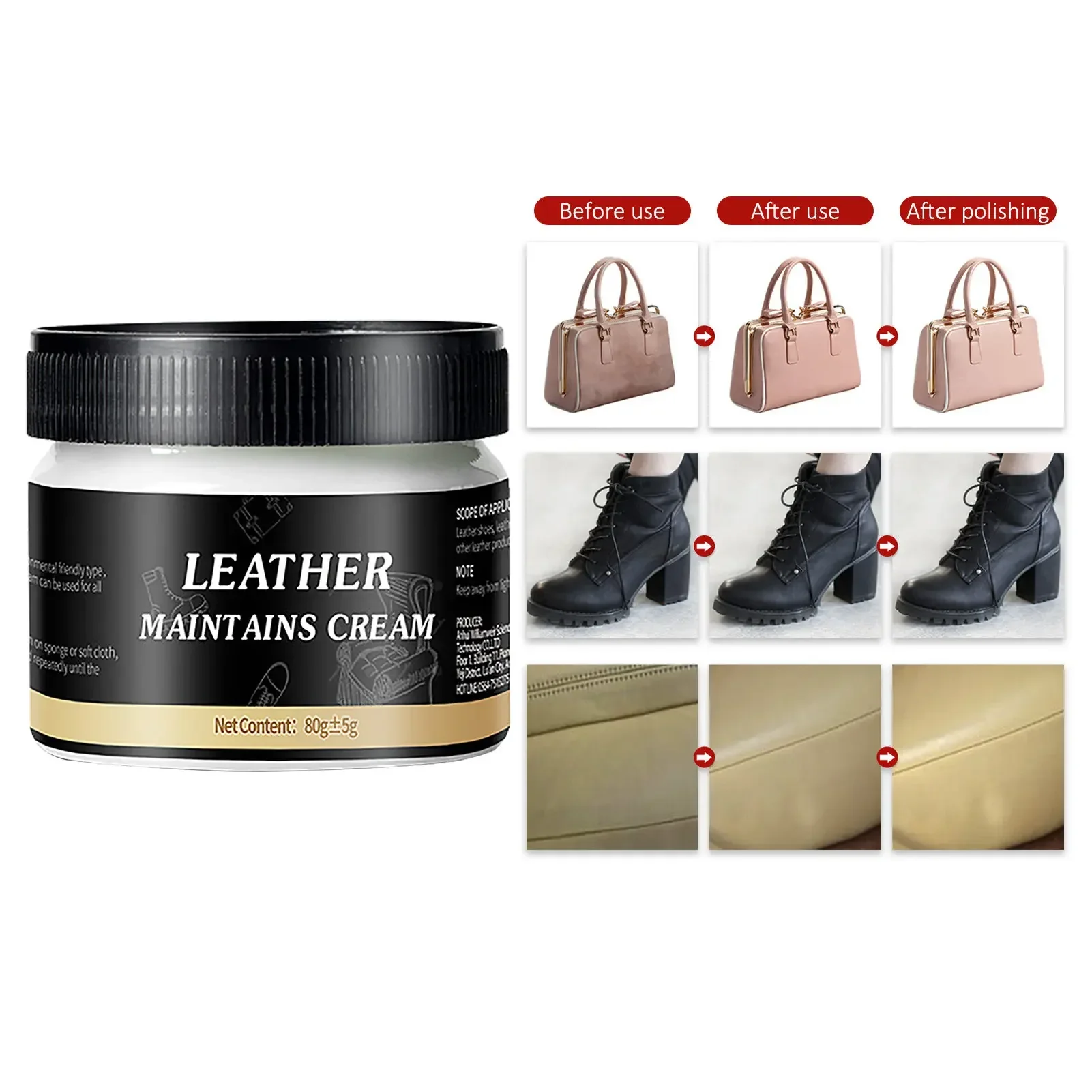 Leather Cream Leather Conditioner for Leather Pant Bag Shoes Furniture Car Seats Polishing Nourishment Care Leather Maintenance