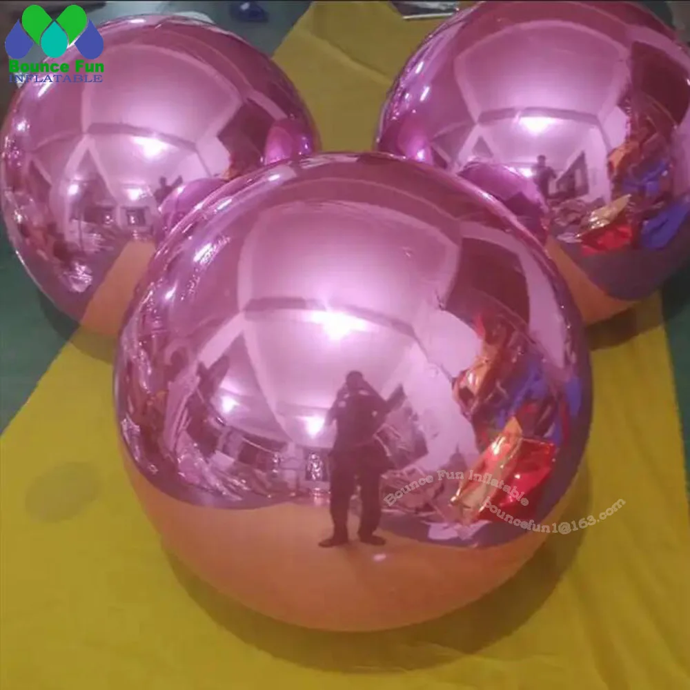 Fashion Attractive Design Pink Inflatable Mirror Balloon Christmas Decoration Sealed Mirror Ball For  Outdoor Indoor Party Event