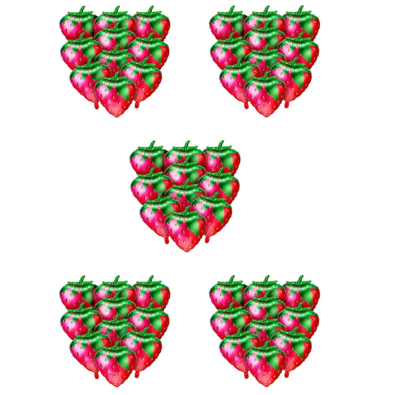 50Pcs Strawberry Balloons Sweet Strawberry Foil Mylar Balloons For Girls Strawberry Themed Birthday Party Decorations