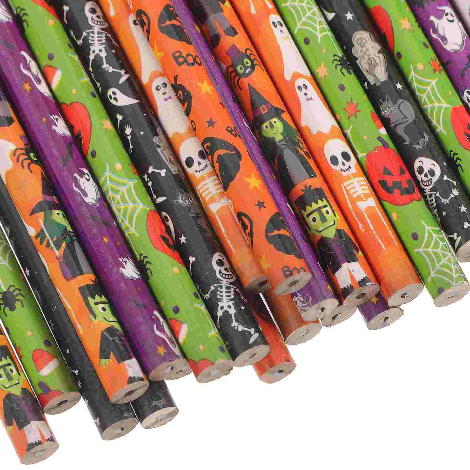 48 Pcs Halloween Pencil Color Pencils Writing Wooden Drawing Sketch HB Basswood Child