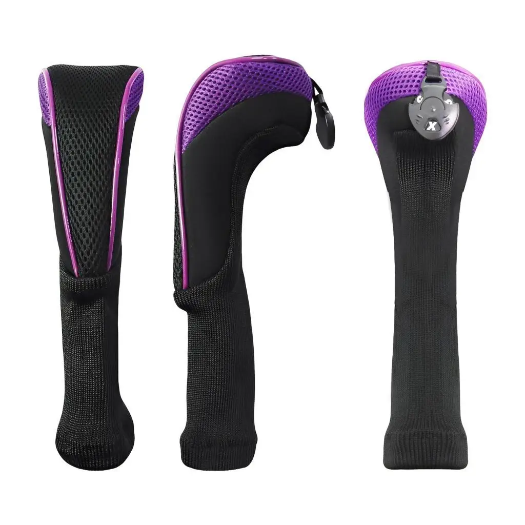 Golf Wood Cover Elastic Long Neck Headcovers for Driver Fairway Utility Protective Guard with Tag for Club Protection