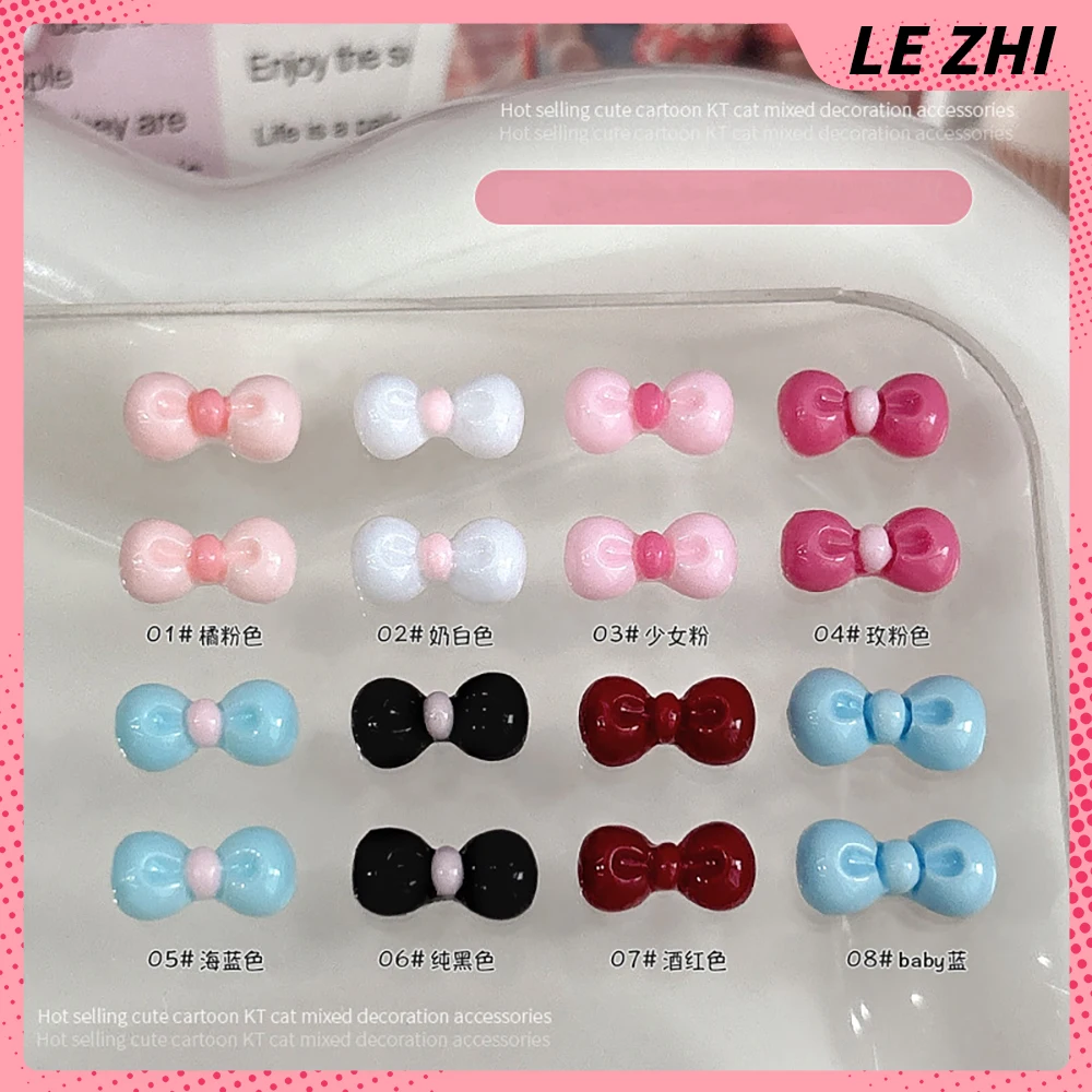 30Pcs Random Blue Black Pink Resin Bow Nail Art Accessories Kawaii Girl Anime Cartoon Nails Assembly Diy Beauty Manicure Decor