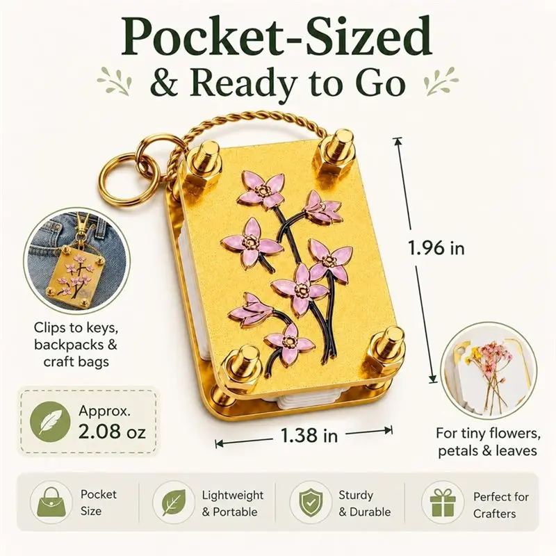 ABLK Mini Flower Press Keychain With 20 Reusable Specimen Papers, Portable Micro Flower Preservation Kit, Flower Preserving Tool - view 6