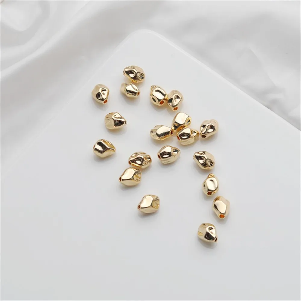 10pcs 14K Copper Gold-Plated Through Hole Irregular Shaped Partition Beads, Handmade Jewelry, DIY Loose Beads, 8*10mm