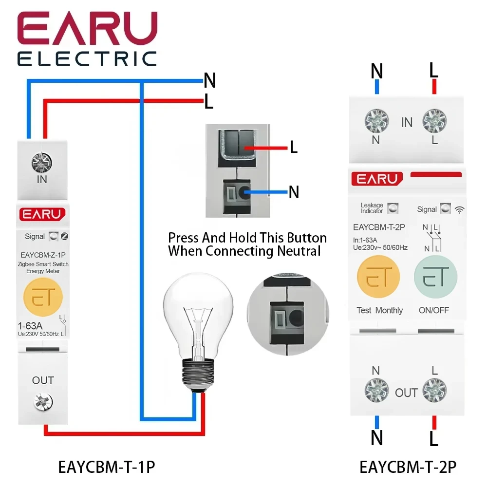 1P 2P TUYA APP Zigbee WIFI Smart Energy Consumo energetico kWh Meter Interruttore automatico Relè temporale Interruttore Protezione tensione perdite