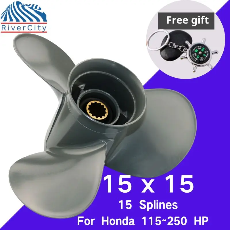 Outboard Propeller For Honda 115HP 125HP 135hp 145-250hp 15x15 Boat Aluminum Alloy Screw 3 Blade 15 Spline Marine Engine