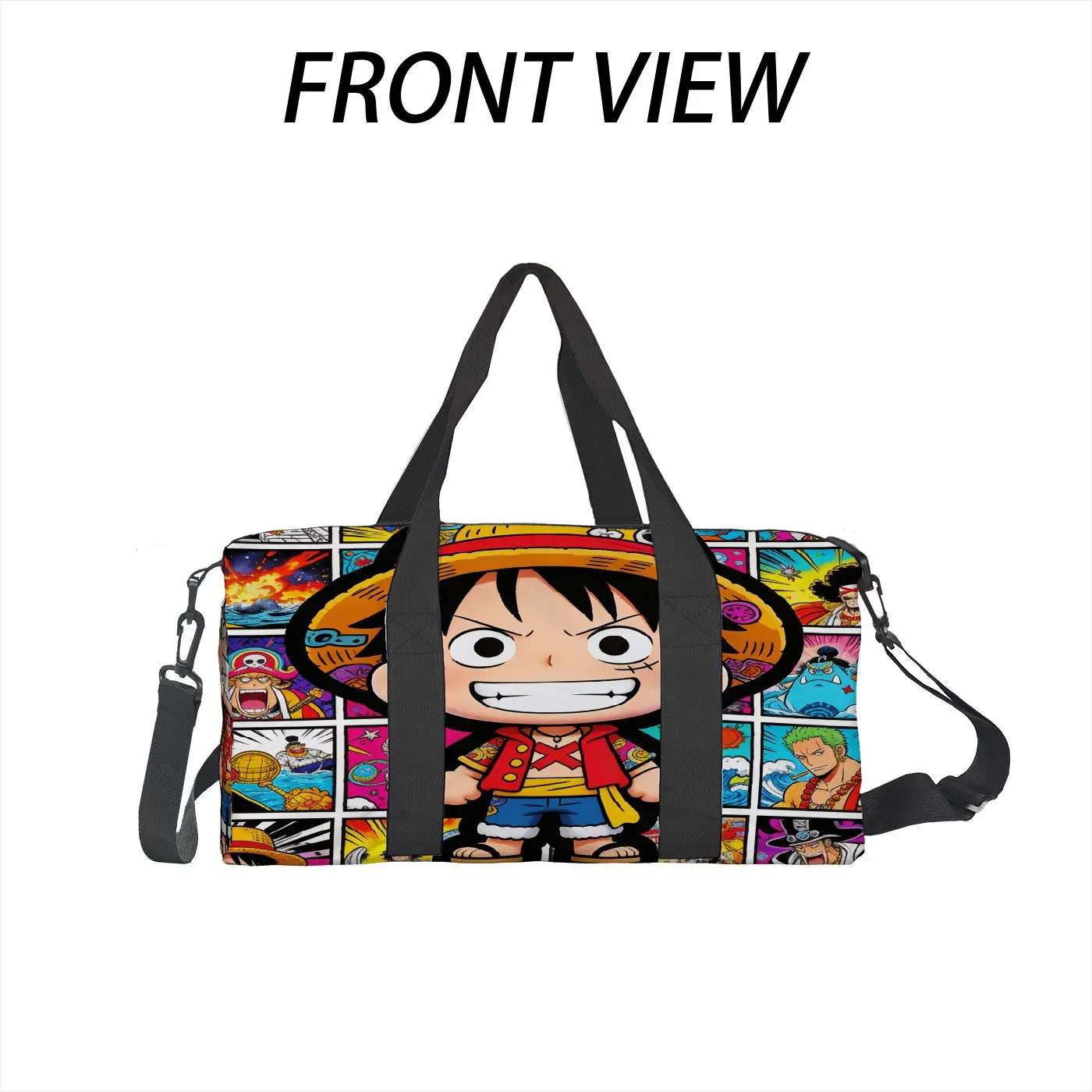One Piece Luffy Anime Print Duffel Bag, Large Capacity Multi-pocket Travel Gym Bag, Overnight Weekender Bag - view 2