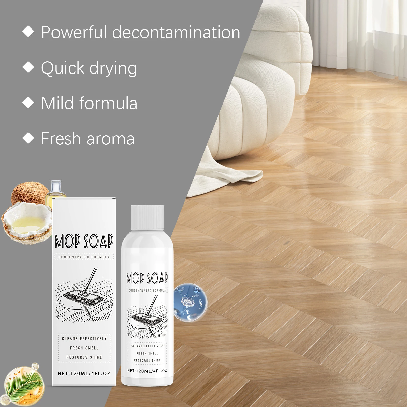 Household Powerful Floor Cleaner Waterbased Cleaning Formula Suitable for Bathroom Floor