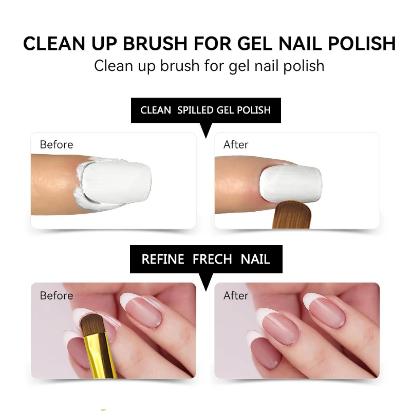 แปรงเพ้นท์เล็บอะคริลิค Kolinsky สำหรับงานศิลปะเล็บแบบฝรั่งเศส วาดลาย เพ้นท์เจล ประดับเพชร ด้ามจับโลหะสีทอง