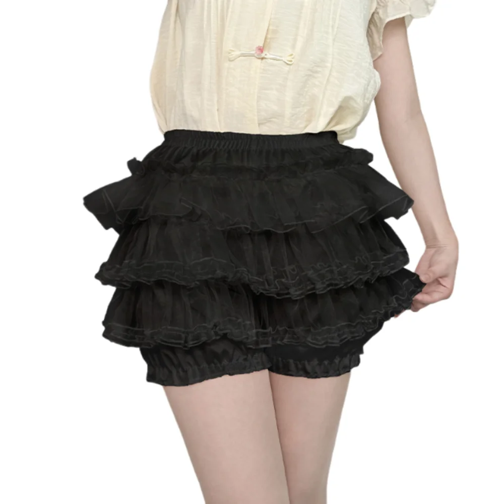 Comfortable Elastic Safety Pants Anti Exposure Ruffled Tutu Puffy Skirt Breathable Kawaii JK Petticoat Daily Wear