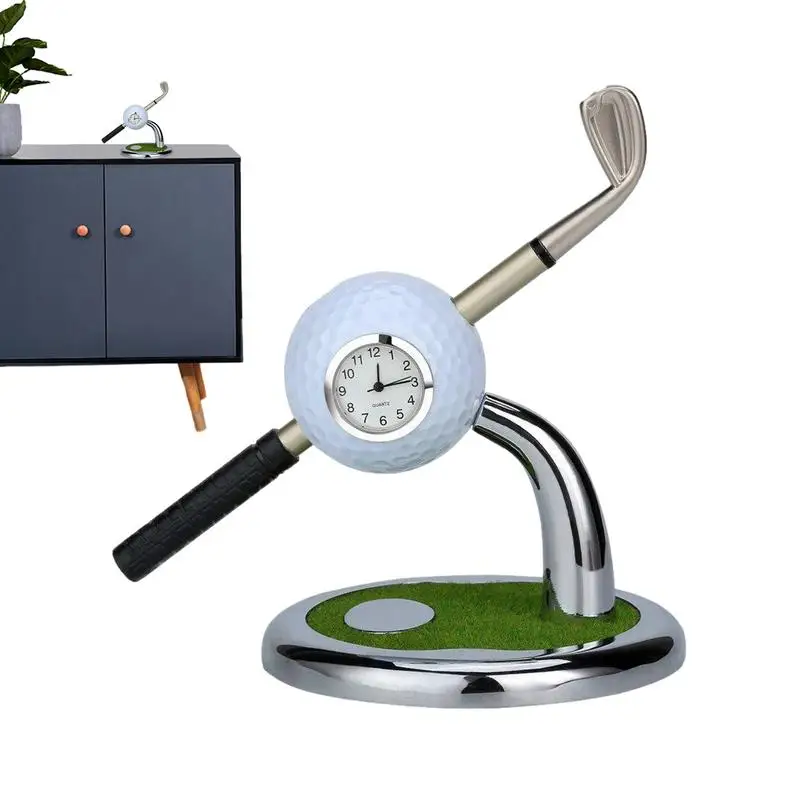 

Golf Desk Pen Holder Creative Pen Organizer For Desk Golf Ball Desktop Pen Holder Cup With Pen & Clock Cute Organizer Desk Decor