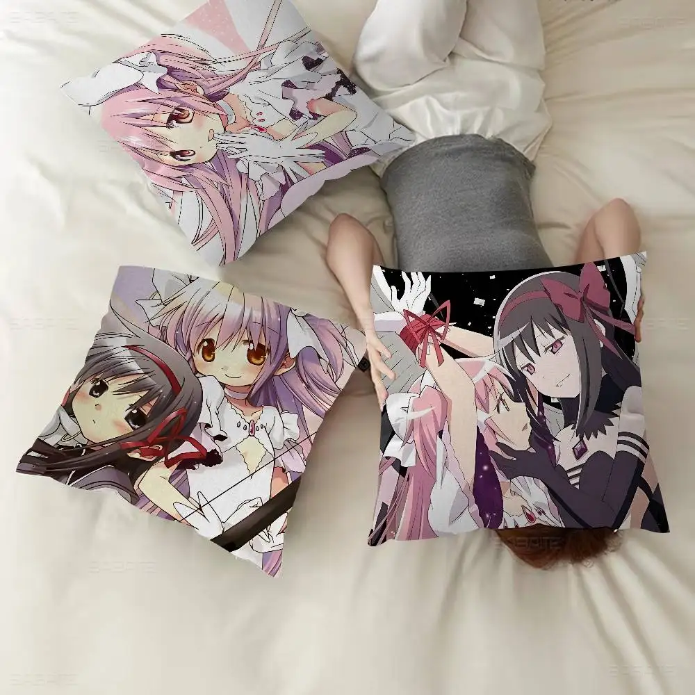 Anime Puella Magi Madoka Magica Cushion Cover Inches Farmhouse Decor Home Throw Pillow Covers for Couch Decorations