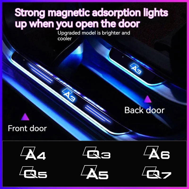 

For Audi Q3 Q5 Q7 Q8 A1 A3 A4 A5 A6 A7 A8 S3 S4 S5 RS TT Car Wireless LED Welcome Pedal Threshold Light passage Atmosphere lamp