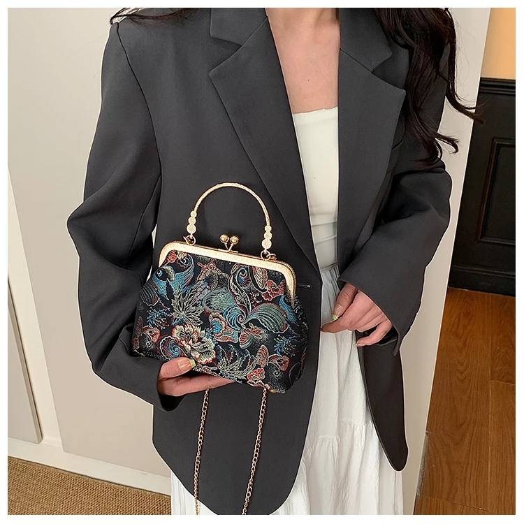 Silk Embroidery Crossbody Bag Patchwork National Style 2025 Hot Sale Bags for Women Hasp Simple Fashion Women's Handbags