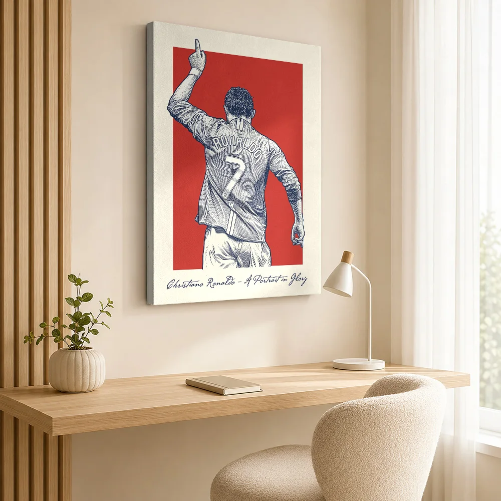 Cristiano Ronaldo Portrait in Glory Canvas Print Poster Custom Sports Portrait Wall Art for Man Cave Decor Gift for Collectors