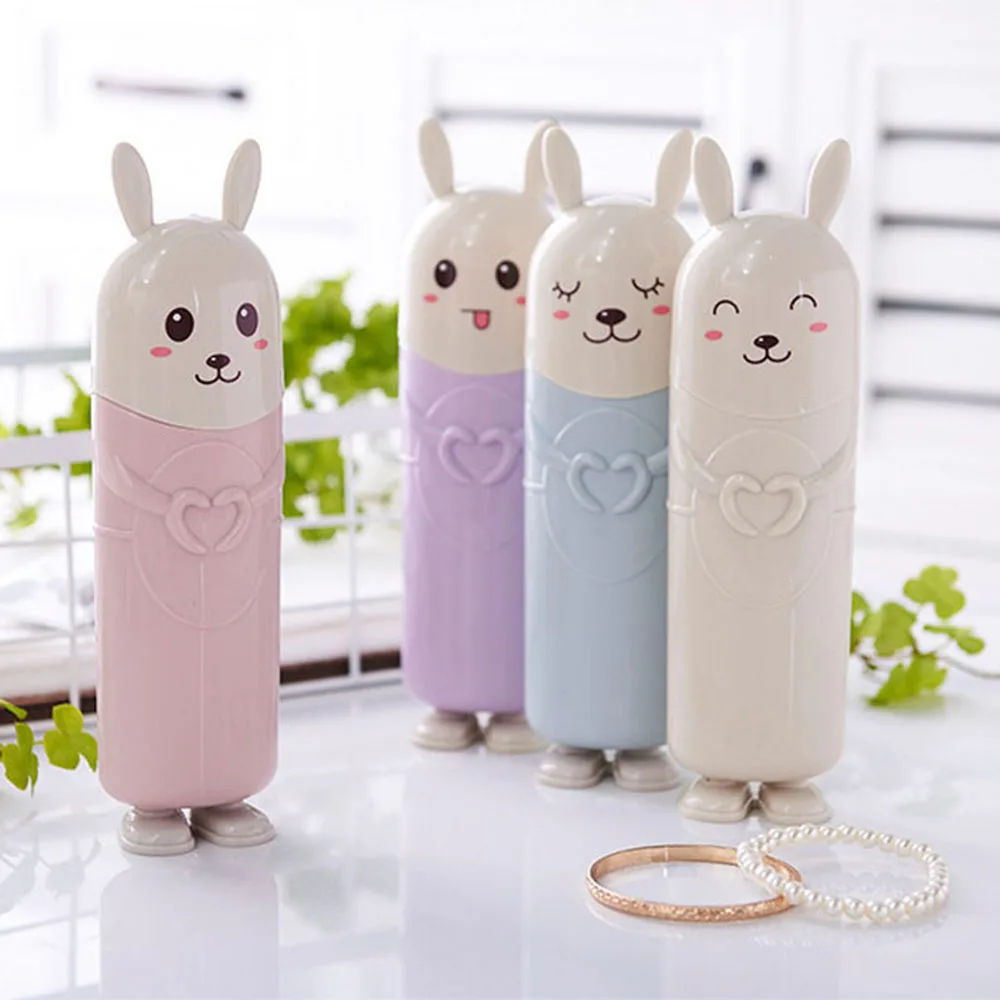 Nordic Cute Rabbit Portable Tooth Brush Container Travel Organizer Toothbrush Toothpaste Protect Holder Plastic Storage Box