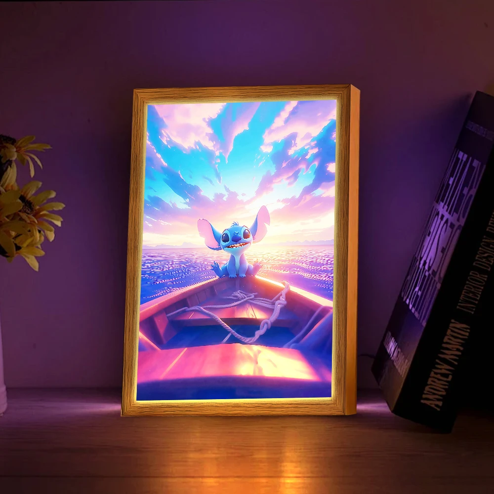 

Аниме-светильники: Световая картина-фоторамка Stitch, светодиодный ночник для детской комнаты, настенный светильник для прикроватной тумбочки, декор, рождественские подарки, лунная лампа