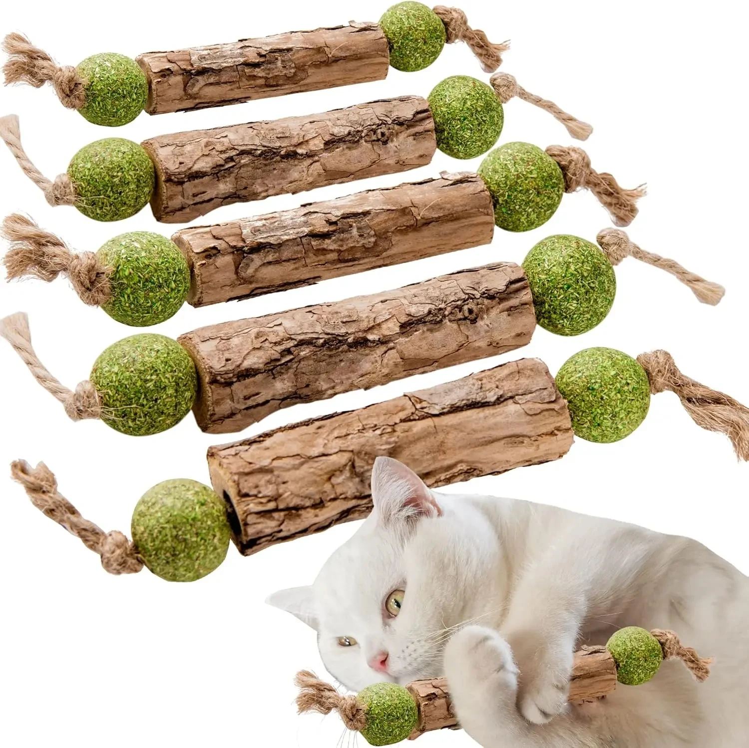 5 Piezas de Pasta Dental para Gatos con Catnip Natural Puro, Palo de Pasta Dental para Muelas de Gato, Silvervine, Actinidia, Fruta Matatabi, Palo de Golosina para Gatos