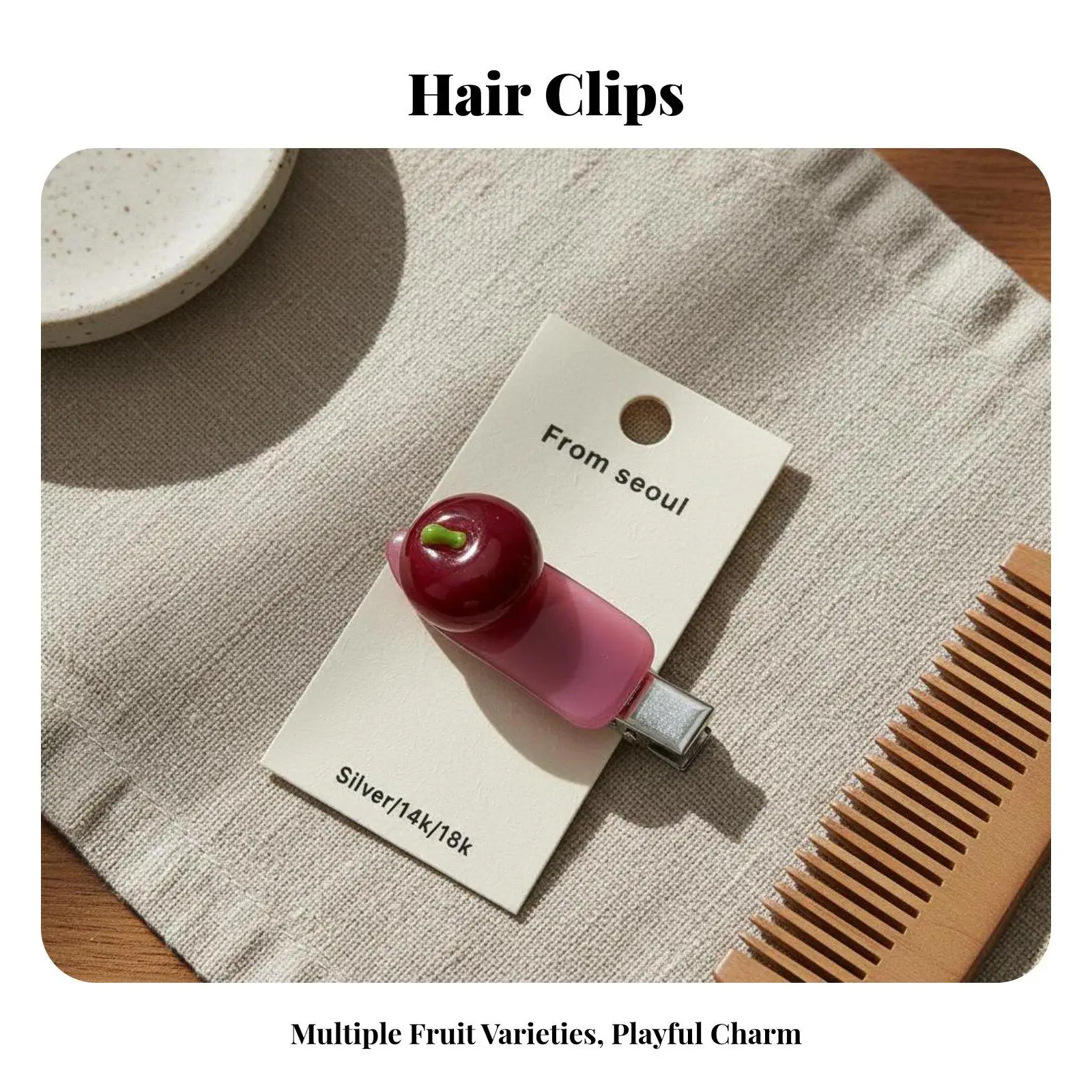 Assorted Fruit Design Industrial Hair Clip for Girls Cute Hair Accessories for Women Sturdy Alloy Clip Smooth Finish Party Hair