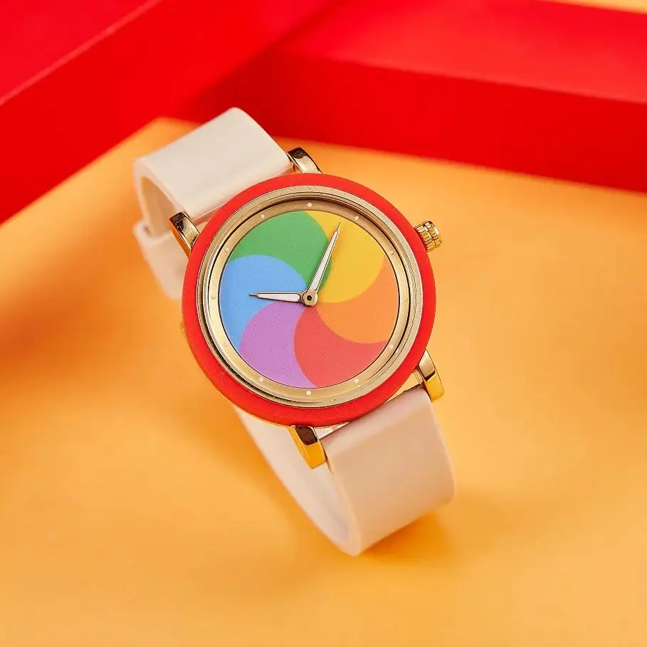 Mode Quarzuhren Geschäfts geschenk klassisches Silikon armband Herren Damen Regenbogen Zifferblatt Uhr innovatives Design lässige Uhr