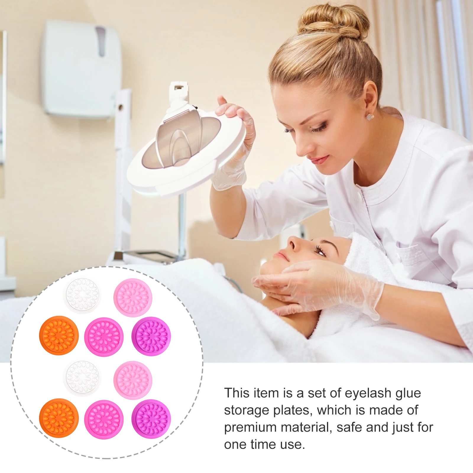 100 قطعة شكل زهرة رمش تمديد حامل الغراء حاوية الغراء علبة بلاستيكية خفيفة الوزن لاستخدام تمديد الرموش كاذبة #3