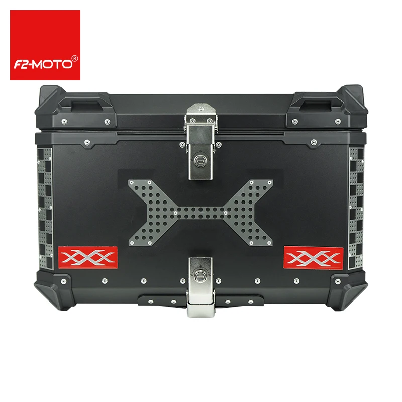 

Modification F2-MOTO 65L X Design Silver Waterproof Motorcycle Delivery Box Top Aluminum Alloy Rear Box for Motorcycle Tail Boxe