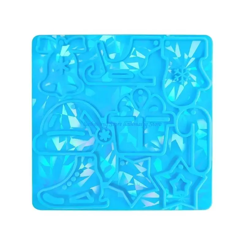 

573B Silicone Mold Christmas Hat Resin Molds Easy to Clean Rainbow Effect Sled Skates Pendant Epoxy Mold DIY