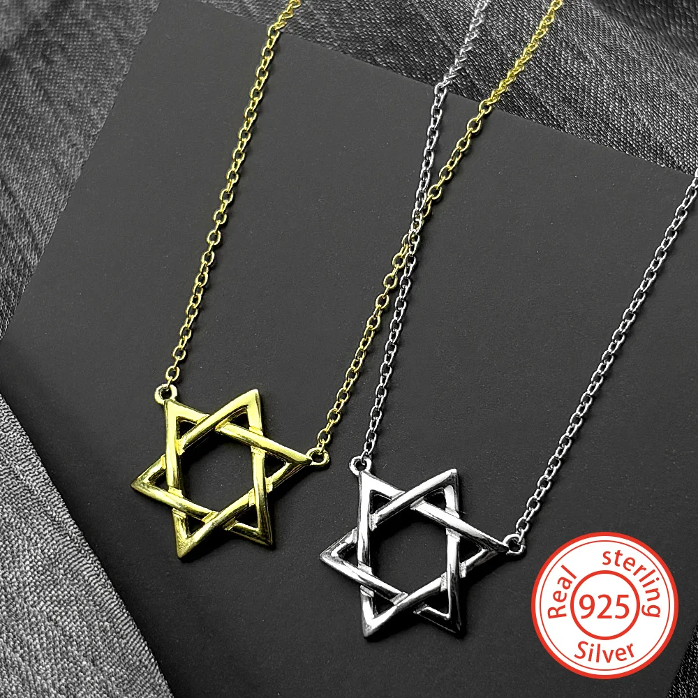 

Luxury Hollow 925 Sterling Silver Jewish Star of David Pendant Necklace for Women Girl Charms Choker Chain Israel Jewelry Gift
