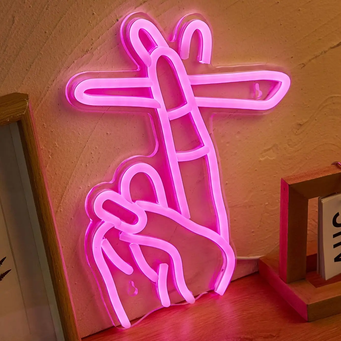 Chi-buy LED Neon Finger USB Powered Neon Signs Night Light 3D Wall Art Bedroom Living Room Decor Lamp Signs