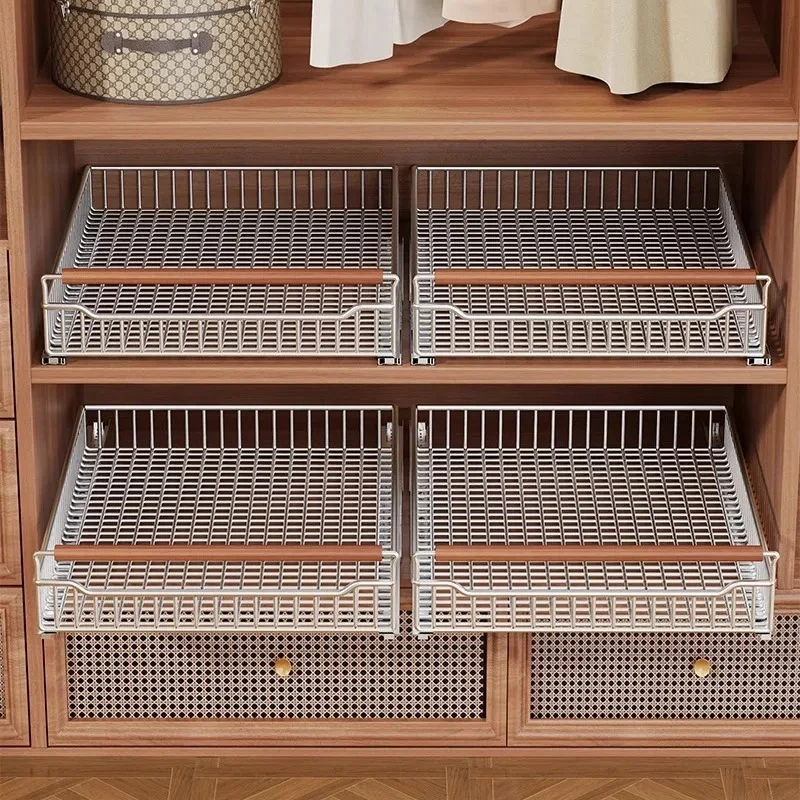 

Stainless Steel Jeans Closet Bag Organization Bedroom Storage Rack Box Pull Out Kitchen Storage Large Capacity Undertable Drawer