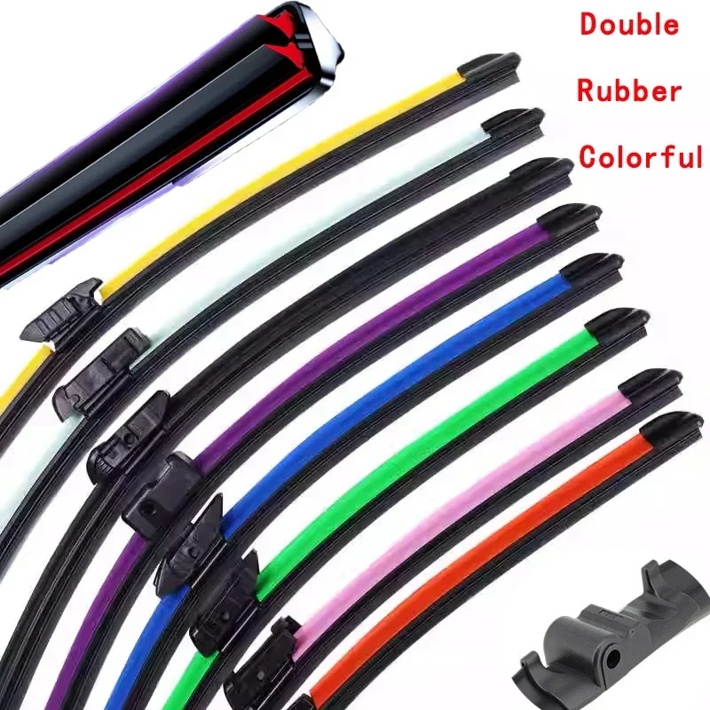 

Colorful SIDE PIN Car Windshield Wiper blades Universal Soft Double layer Rubber Frameless Bracketless 16" 19" 20" 22" 24"26"30"