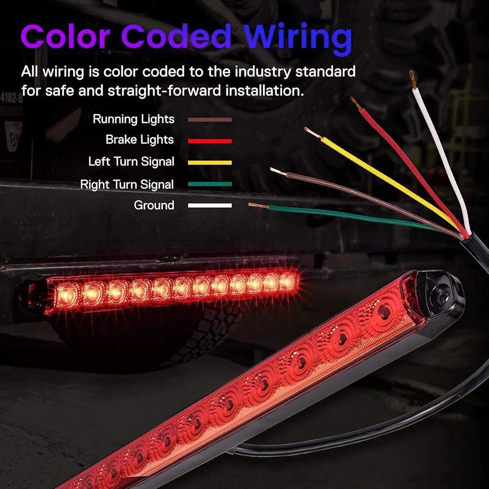 

1PC Trailer Tail Light Bar Stop Turn Assembly 12 LED Waterproof Flowing Brake Taillight For Sealed Trailer Truck RV UTV ATV