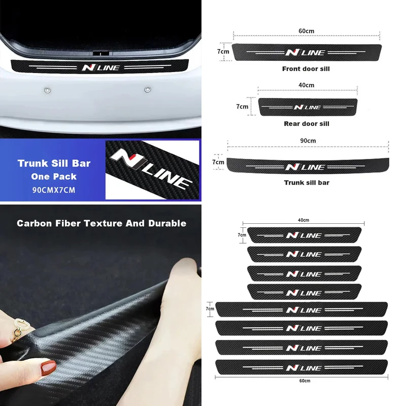 5/8/9-Piece Carbon Fiber Look Door Sill Sticker Set for Staria Custin Bayon Casper Grandeur Azera Car Entry Scuff Protection