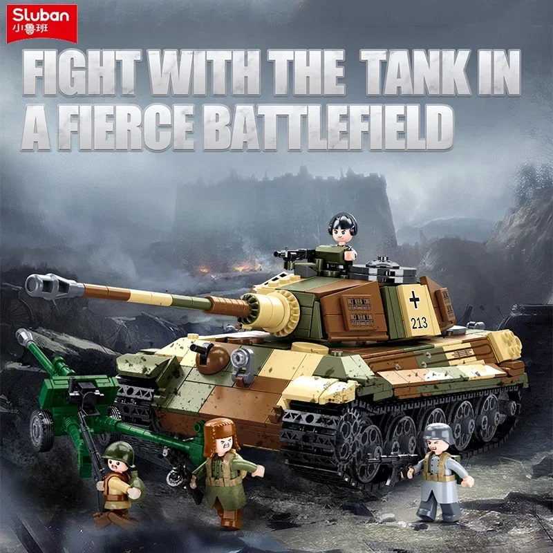 930PCS ARMY Tiger King Heavy Tank Building Blocks Land Force WW2 Military Soldier Figure Dolls Model Bricks DIY Toys For Kids