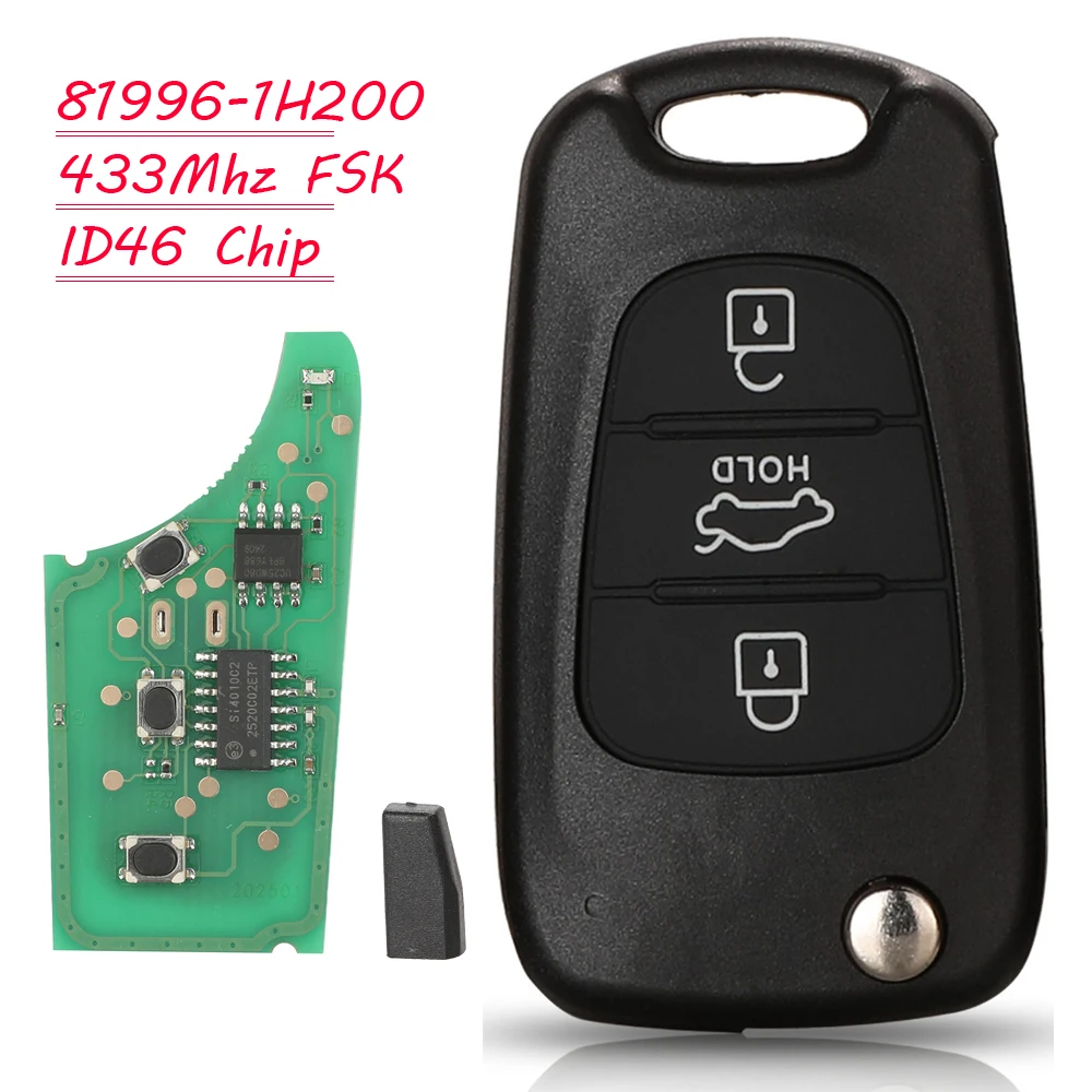 

Jingyuqin Remote Car Key 433Mhz FSK ID46 Chip For Kia Ceed Soul Rio 3 Picanto Cerato K2 K3 K5 2007-2010 81996-1H200 TOY40