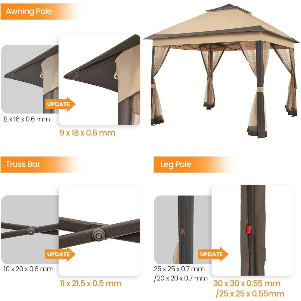 Imagem -06 - Instantânea Pop up Outdoor Canopy Pátio Gazebo Sun Shade Tenda com Bolsas de Areia Double Tiers 11x11